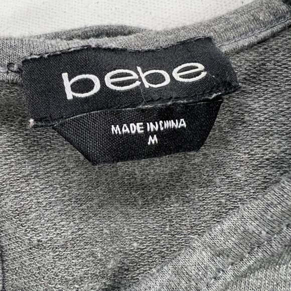 Bebe One Piece Soft Jersey Knit Romper Ombré Crystal Logo Gray Pull On Size M - Picture 5 of 11